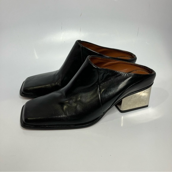Zara square toe block heel mules black leather size 36 - Picture 5 of 10